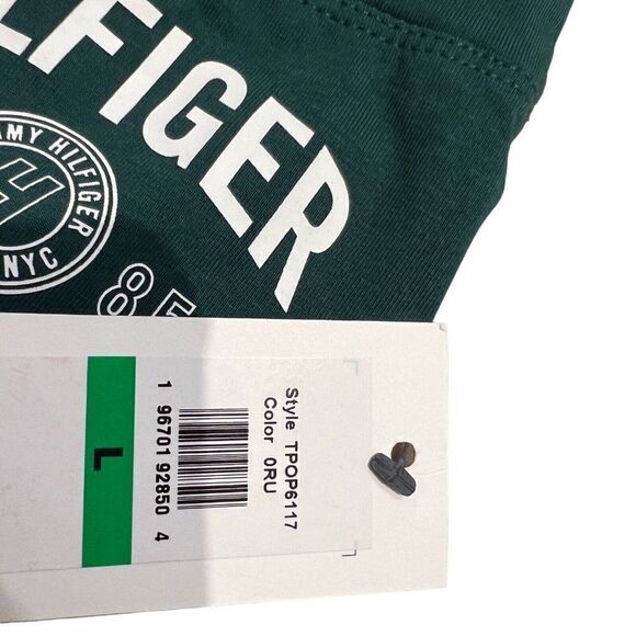 Tommy Hilfiger Leggings Women’s L‎ Green Crop Collegiate Logo High Waist Crest - Picture 6 of 10
